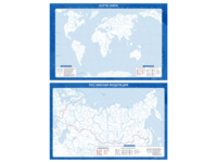 Фрагмент (демонстрационный) маркерный (двухсторонний) "Карта мира и Российской Федерации" (немая) с комплектом тематических магнитов - fgospostavki.ru - Балашиха