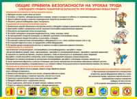 Таблица "Общие правила безопасности на уроках труда" (100х140 сантиметров, винил) - fgospostavki.ru - Балашиха