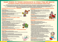 Таблица "Правила безопасности на уроках труда для девочек" (100х140 сантиметров, винил) - fgospostavki.ru - Балашиха