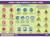 Таблица демонстрационная "Правила техники безопасности в кабинете химии" (винил 70х100) - fgospostavki.ru - Балашиха