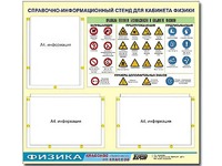 Стенд информационный "Правила техники безопасности в кабинете физики" (75*70, 3 кармана) - fgospostavki.ru - Балашиха