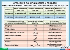Таблица. Сравнение понятий изомер и гомолог. Функциональные группы классов органических веществ. - fgospostavki.ru - Балашиха
