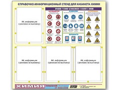 Стенд информационный "Правила техники безопасности в кабинете химии" (80х75, 4 кармана) - fgospostavki.ru - Балашиха