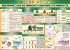 Таблица "Биотические взаимоотношения организмов" (100х140 сантиметров, винил) - fgospostavki.ru - Балашиха