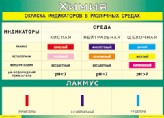 Таблица "Окраска индикаторов в различных средах" (100х140 сантиметров, винил) - fgospostavki.ru - Балашиха