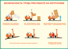 Таблица "Безопасность труда при работе на погрузчике" (100х140 сантиметров, винил) - fgospostavki.ru - Балашиха