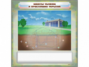 Магнитно-маркерная доска "Макеты убежищ и простейших укрытий" с комплектом фолий и тематических магнитов - fgospostavki.ru - Балашиха