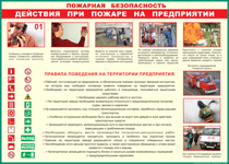 Таблица "Действия при пожаре на предприятии" (100х140 сантиметров, винил) - fgospostavki.ru - Балашиха