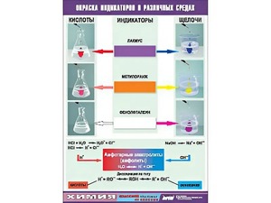 Таблица демонстрационная "Окраска индикаторов в различных средах" (винил 100x140) - fgospostavki.ru - Балашиха