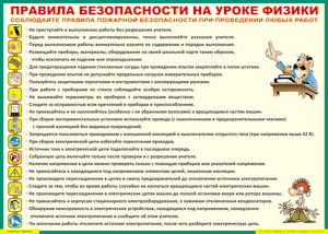 Таблица "Правила безопасности на уроке физики" (100х140 сантиметров, винил) - fgospostavki.ru - Балашиха