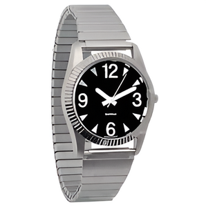 Часы мужские с черным циферблатом на растягивающемся ремешке - fgospostavki.ru - Балашиха