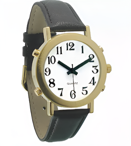 Часы для слабовидящих людей с белым циферблатом на кожаном ремешке - fgospostavki.ru - Балашиха