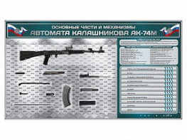 Электрифицированный стенд "Основные части и механизмы автомата Калашникова АК-74М" с полноразмерными, оригинальными макетами деталей и механизмов под стеклом - fgospostavki.ru - Балашиха