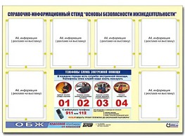 Стенд информационный "Основы безопасности жизнедеятельности" (80*110, 6 карманов) - fgospostavki.ru - Балашиха