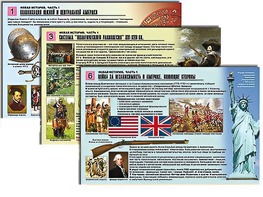 Комплект таблиц по истории "Новая история. Часть 1" раздаточные (цветные, ламинированные, А4, 6 штук) - fgospostavki.ru - Балашиха