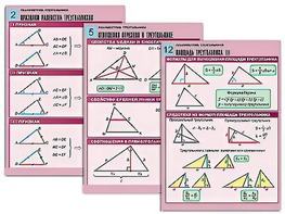 Комплект таблиц по геометрии "Планиметрия. Треугольники" (14 таблиц, формат А1, ламинированные) - fgospostavki.ru - Балашиха