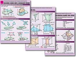 Комплект таблиц по геометрии "Стереометрия. Основные построения в пространстве" (8 таблиц, А1, ламинированные) - fgospostavki.ru - Балашиха