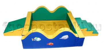 Сухой бассейн "Волна-1" 1,5х1,5м с аппликацией лестницой и скатом - fgospostavki.ru - Балашиха